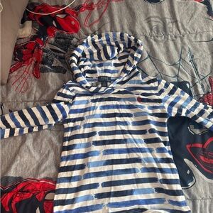 Polo by Ralph Lauren Blue and White Striped Hoodie Sweatshirt